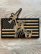 Statue of Liberty AR15 Second Amendment Wood Flag, Statue of Liberty, Second Amendment, Wood Flag, American Flag, 2nd Amendment, AR-15, AR15