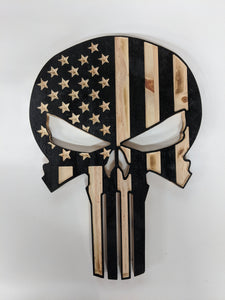 Punisher Skull Wood Flag, Punisher, Wood Flag, American Flag, Thin Red Line, Thin Blue Line, Patriotic Decor, Wood Decor, Wood Art