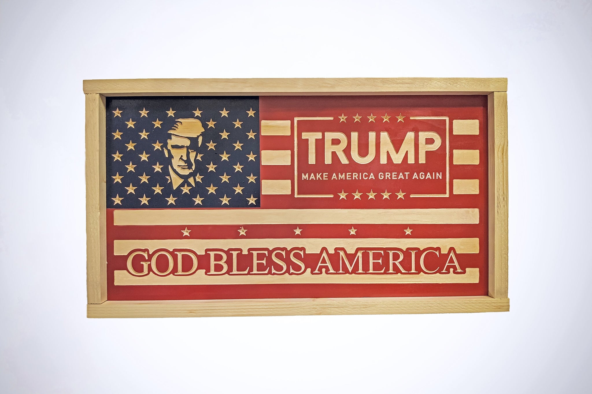 Trump 2020 God Bless America Wood Flag, Wood Flag, Rustic Wood Flag, H –  Great American Flag Company