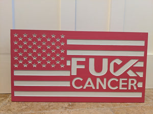 Fuck Cancer Carved Wood Flag, Wood Flag, Handmade, American Flag, Fuck Cancer, Cancer Survivor, Cancer Fighter, Cancer Support, Survivor