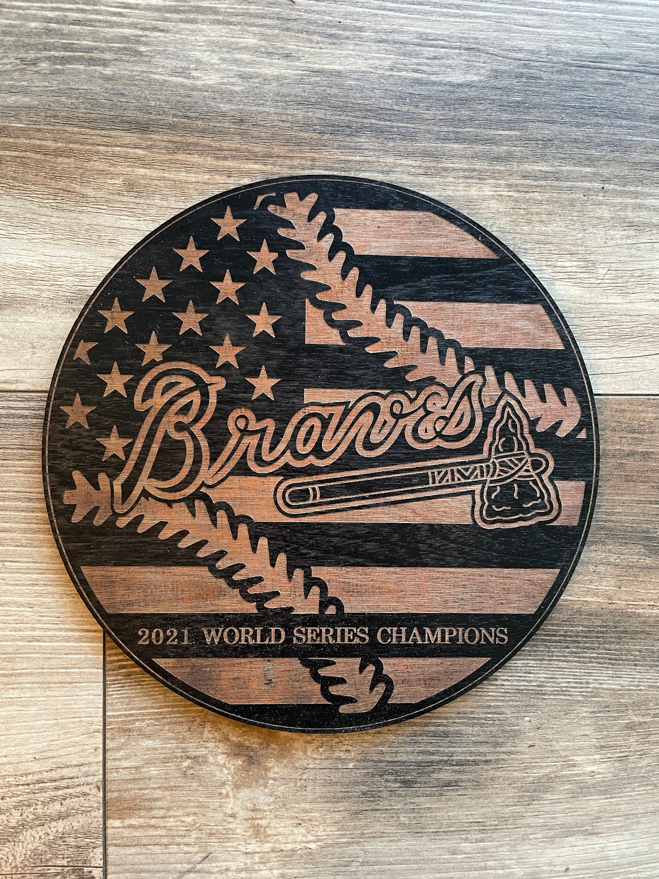 Atlanta Braves On Wood Print