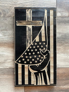 Vertical American Flag Tearaway to Cross, Wood Flag, Cross, American Flag, Christian, Catholic, Faith, Wood Decor, Decor