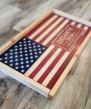 Load image into Gallery viewer, DeSantis 2024 Make America Florida Wood Flag, DeSantis, Florida, Wood Flag, American Flag, Wood Decor, Patriotic Decor, American, Wood Art
