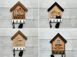 House Shaped Key Hangers, Wood Gift, 18 Designs, Realtor Gift, Christmas Gift, Housewarming Gift, Welcome Personalization & Custom Requests